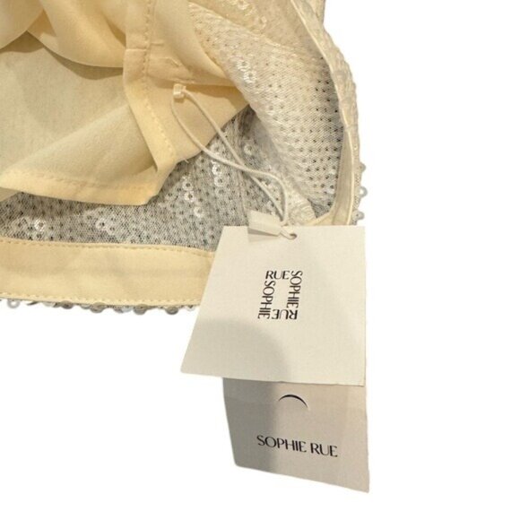 Sophie Rue Cream Sequin V-Neck Slip Midi Dress Size XS - Picture 6 of 7